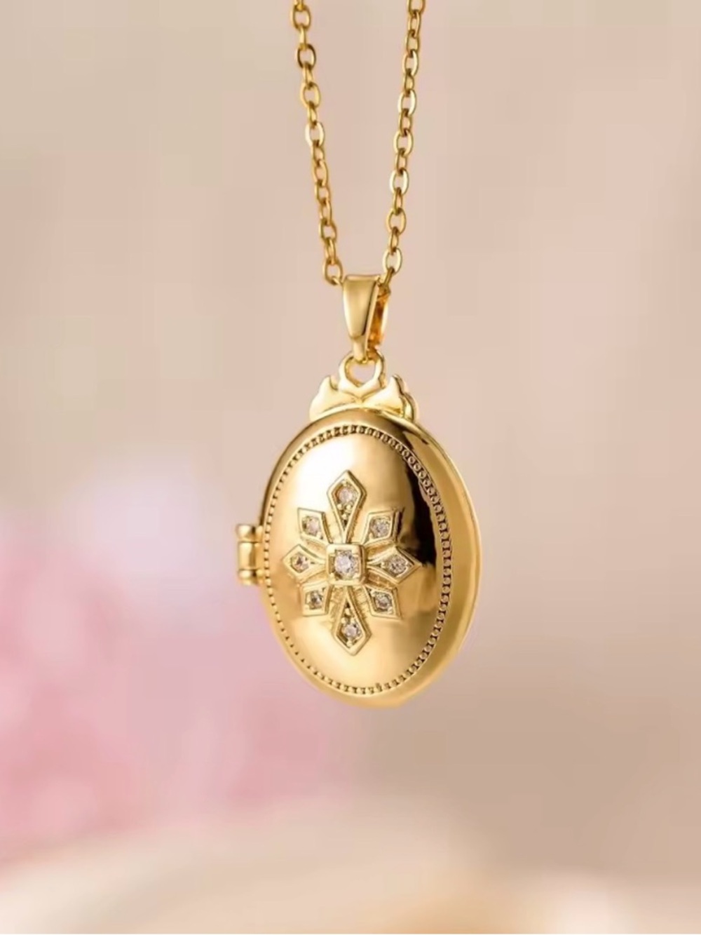 Gold Floral Locket Necklace - Women Jewelry